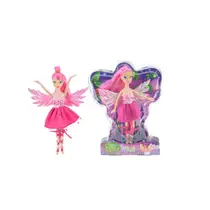 Fee pop met glittervleugels - 22 cm - roze