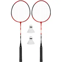 Avento badminton set met 2 shuttles - rood/zwart