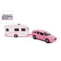 Kids Globe Volvo V70 met caravan - roze