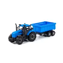 Frictie tractor met aanhanger - blauw