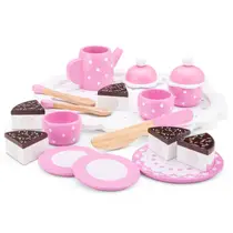 New Classic Toys houten theeset met taart - roze