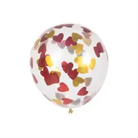 Confetti ballonnen hartjes set 5-delig - rood/goud
