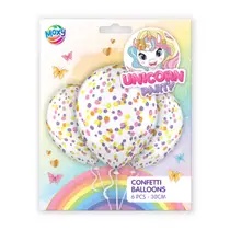 Eenhoorn confetti ballonnen set 6-delig - 30 cm
