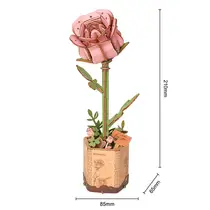 HOUTEN BLOEM, ROZE ROOS