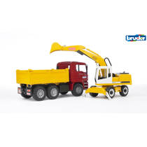 Bruder TGA kiepauto + graafmachine productafbeelding 2