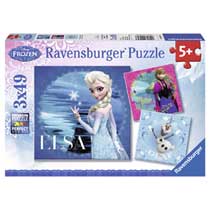 Ravensburger puzzelset Disney Frozen Anna, Olaf en Elsa - 3x 49 stukjes