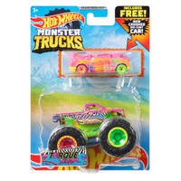 Hot Wheels monstertrucks set truck en auto 1:64 productafbeelding 3