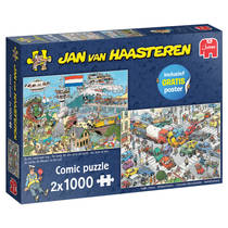 Jumbo Jan van Haasteren puzzelset Verkeerschaos & Ter Land, ter Zee en in de lucht - 2 x 1000 stukjes