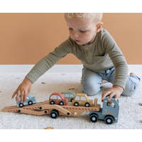 Little Dutch houten truck met oplegger + 4 auto's productafbeelding 4