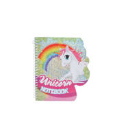Unicorn glitter notitieboek - 16,5 x 16 cm