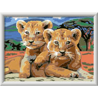 Ravensburger CreArt Schilderen op nummer kleine leeuwenwelpjes productafbeelding 2