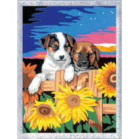 Ravensburger CreArt Schilderen op nummer zonsondergang honden productafbeelding 2