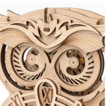 Robotime 3D houten uil klok productafbeelding 2