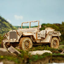 Robotime ROKR 3D houten legerjeep productafbeelding 3