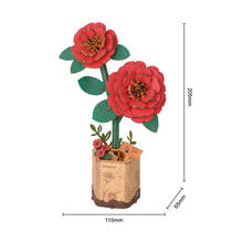 Robotime Rowood 3D houten camellia bloem productafbeelding 3
