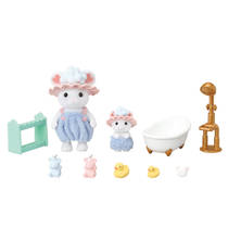 Sylvanian Families familie Marshmallow muis badtijd broer en zus