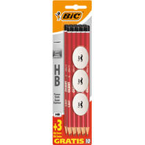 BIC Gilbert HB potloden + 3 BIC Mini Fun gummen - 10 stuks