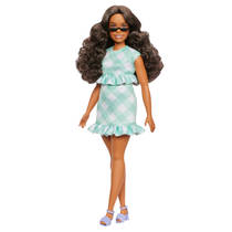 Barbie Fashionista pop in Gingham jurk productafbeelding 3