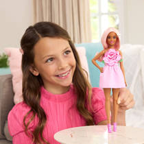Barbie Fashionista pop in jurk met roos productafbeelding 6