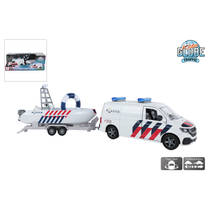 Kids Globe Traffic VW Transporter politiewagen met boot productafbeelding 3