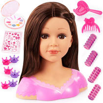 Topmodel Charlene styling hoofd met bruin haar