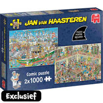 Jumbo Jan van Haasteren Special 2-in-1 Chaos op het grote zeilschip & De bibliotheek - 2 x 1000 stukjes