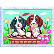 Ravensburger CreArt Schilderen op nummer honden in een mandje productafbeelding 2