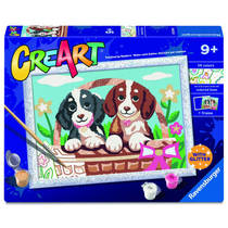 Ravensburger CreArt Schilderen op nummer honden in een mandje
