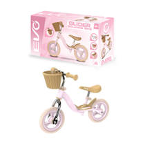 EVO loopfiets met mand - 10 inch - roze