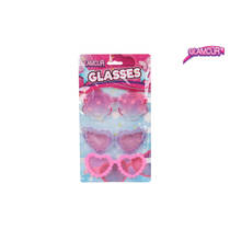Glamour trendy roze meidenbrillen set 3-delig productafbeelding 2