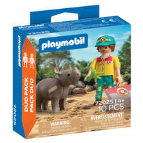 PLAYMOBIL DuoPack ranger met neushoorn 72025 productafbeelding 2