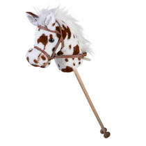 Stokpaard met geluid - bruin/wit - 95 cm