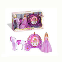 Pop met paard en koets set met licht en geluid - roze
