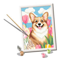 Ravensburger CreArt Schilderen op nummer bloemen Corgi productafbeelding 2