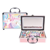 Unicorn make-up koffer met LED-spiegel 38-delig