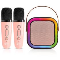 Karaoke speaker + 2 microfoons - roze productafbeelding 2