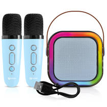 Karaoke speaker + 2 microfoons - blauw