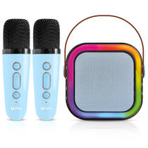 Karaoke speaker + 2 microfoons - blauw productafbeelding 2