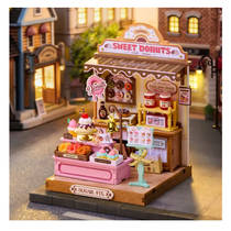 Robotime Rolife houten miniatuur donutwinkel productafbeelding 6