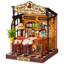 Robotime Rolife houten miniatuur Tipsy Cat bar