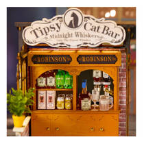 Robotime Rolife houten miniatuur Tipsy Cat bar productafbeelding 4