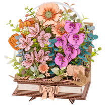 Robotime Rowood houten boek met bloemen