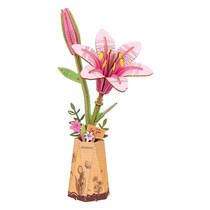 Robotime Rowood houten bloem roze lelie hoofdafbeelding product