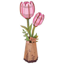 Robotime Rowood houten bloem roze tulp