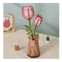 Robotime Rowood houten bloem roze tulp productafbeelding 7