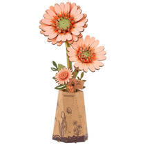 Robotime Rowood houten bloem oranje gerbera hoofdafbeelding product