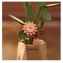 Robotime Rowood houten bloem roze dahlia productafbeelding 4