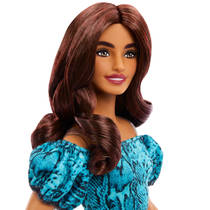 Barbie Fashionista pop in turquoise outfit met dierenprint productafbeelding 2