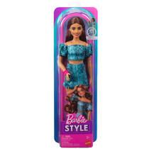 Barbie Fashionista pop in turquoise outfit met dierenprint productafbeelding 5