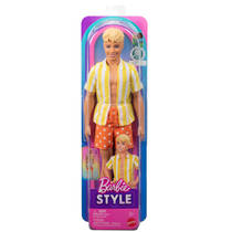 Barbie Fashionista Ken pop in oranje shorts en gestreept shirt productafbeelding 5
